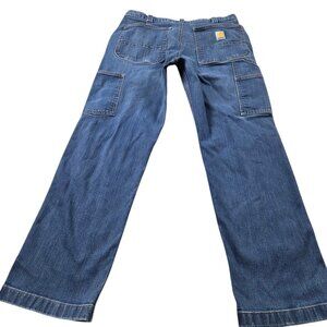 Carhartt Men's 34x30 Blue Carpenter Jeans Workwear Denim Straight Leg Read*